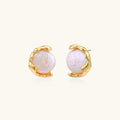 Gold vermeil studs with lustrous pink freshwater pearls in organic crescent settings