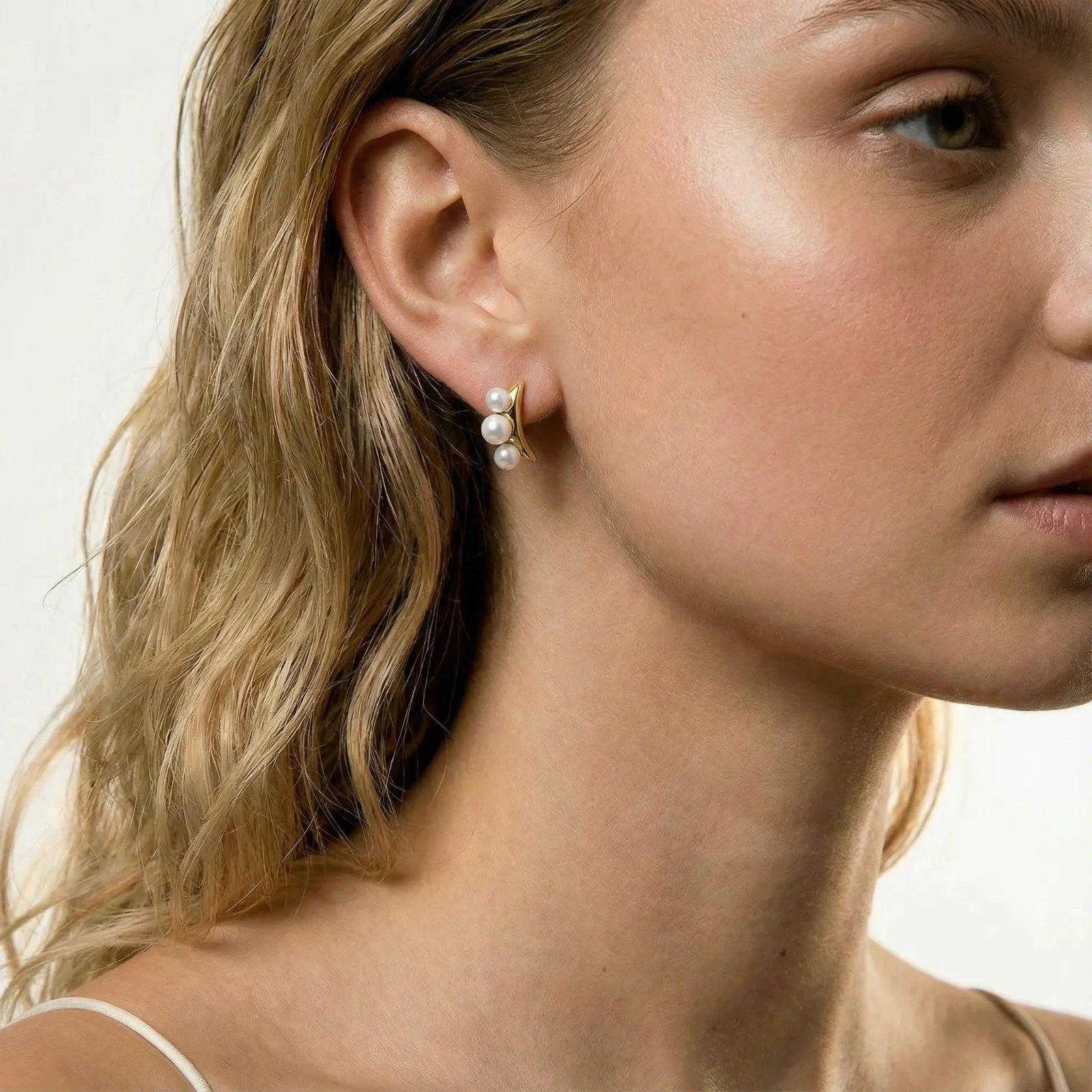 Pearl Trio Curve Studs | Soléra & Co