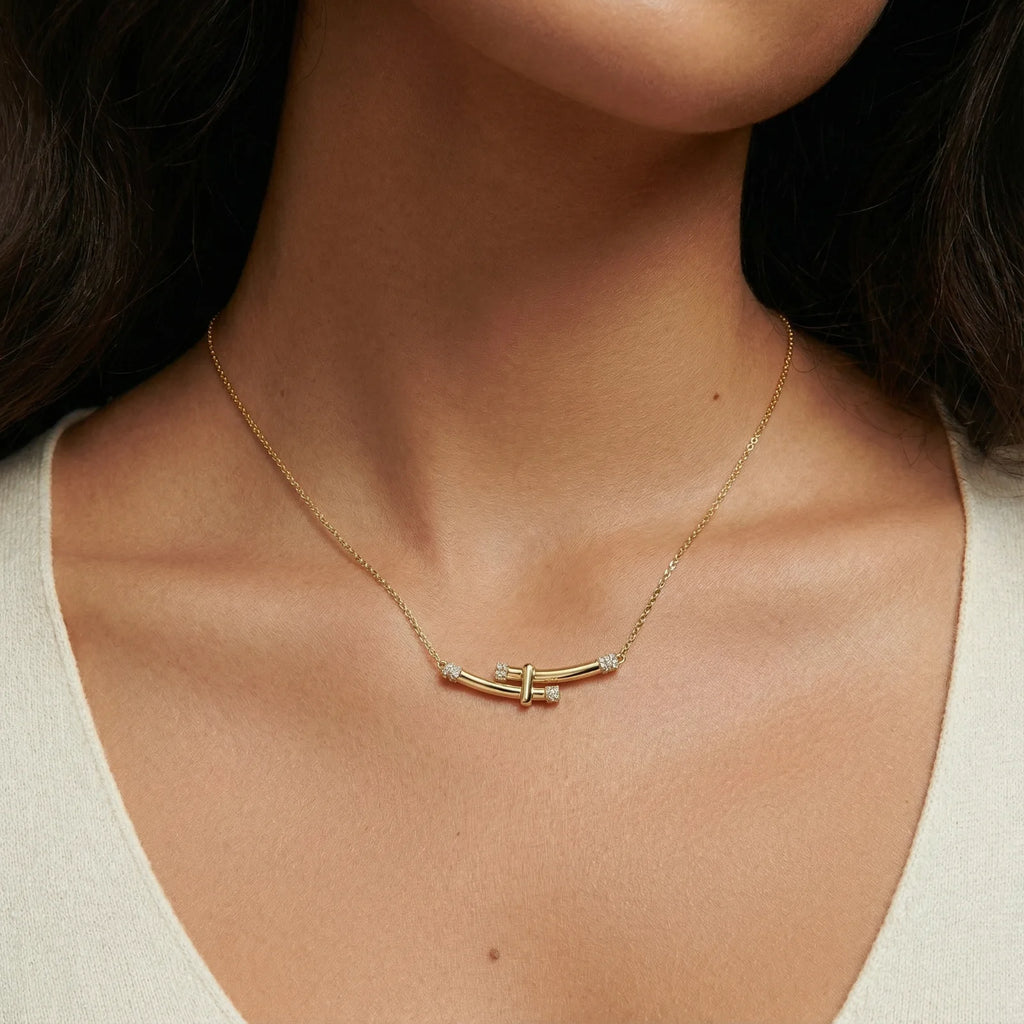 Bamboo Crystal Arc Necklace | Soléra & Co