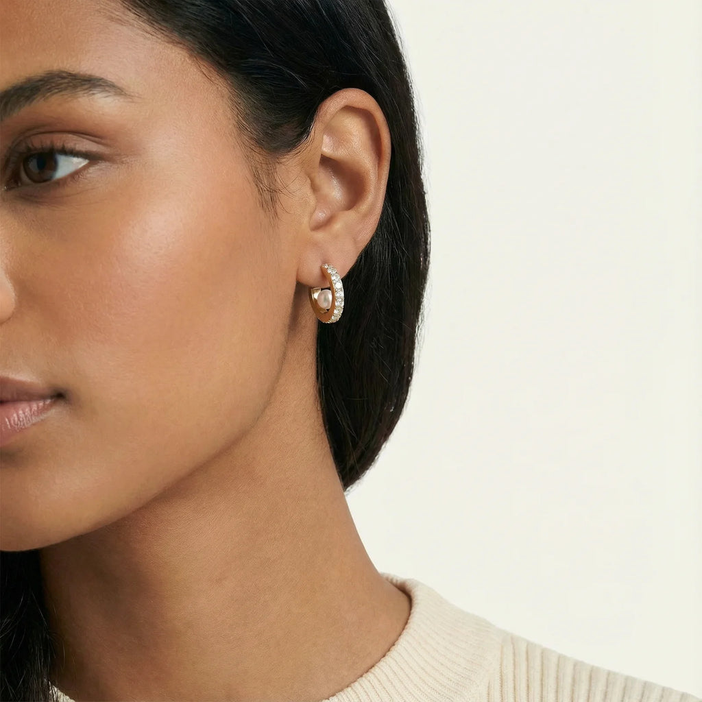 Crystal Pearl Hoops | Soléra & Co