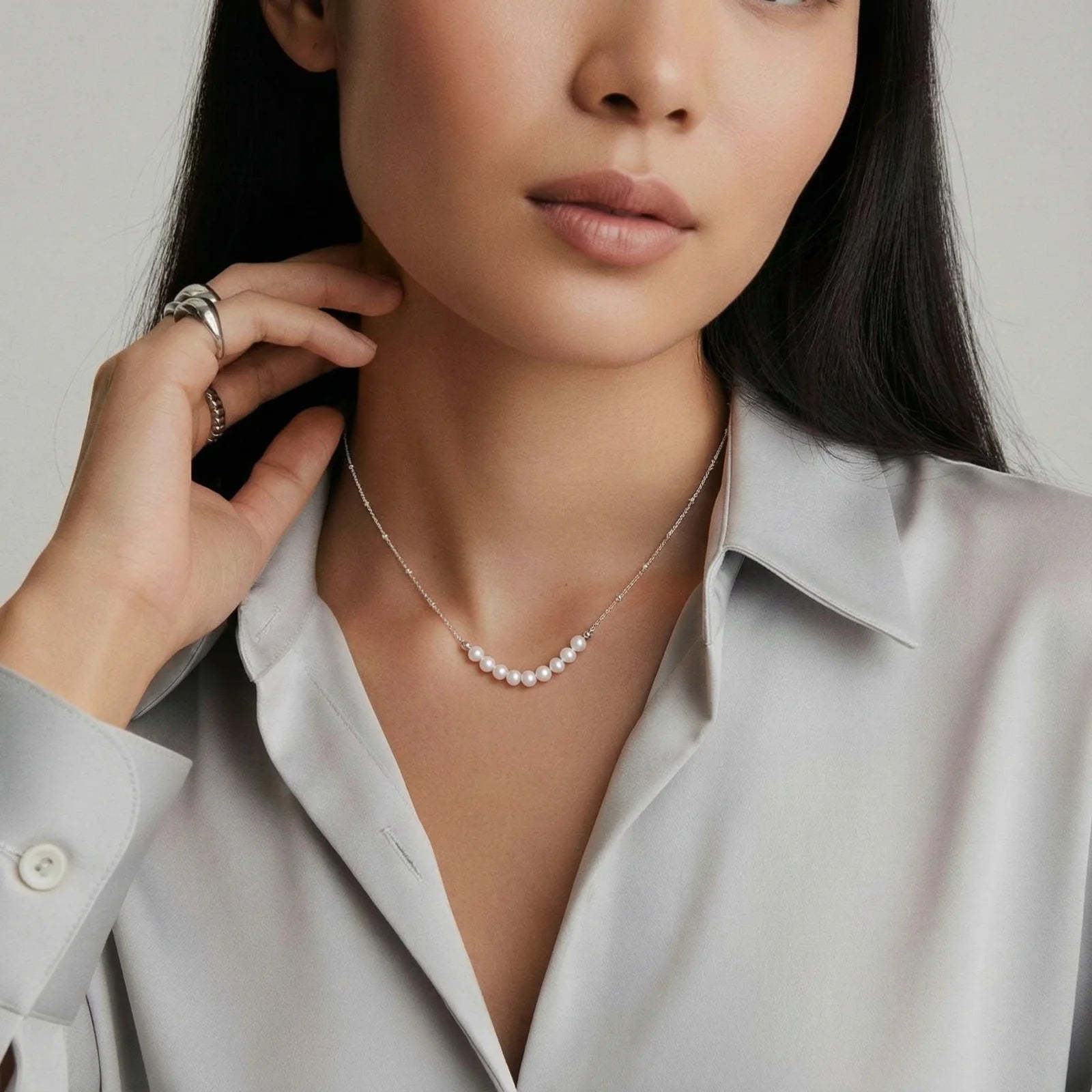 Luna Pearl Arc Necklace | Soléra & Co