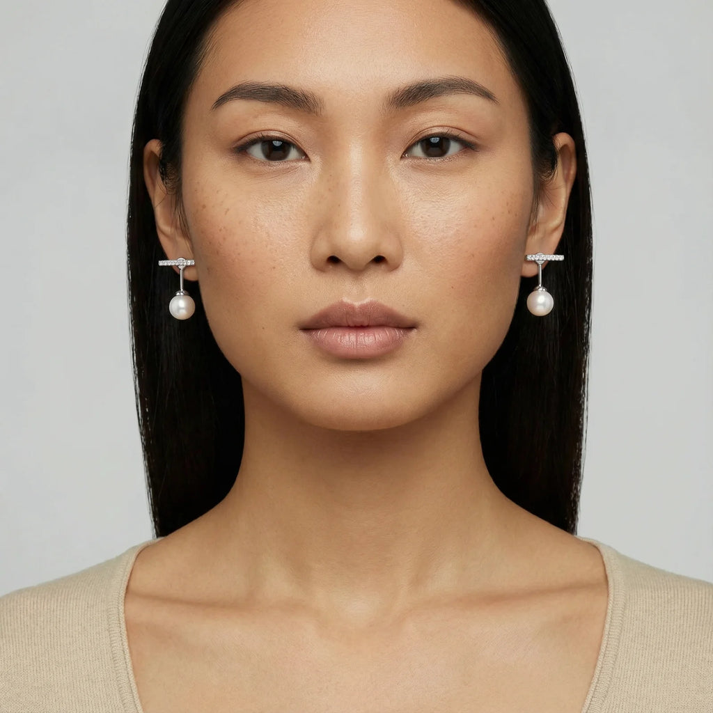 Pearl Drop T-Bar Earrings | Soléra & Co