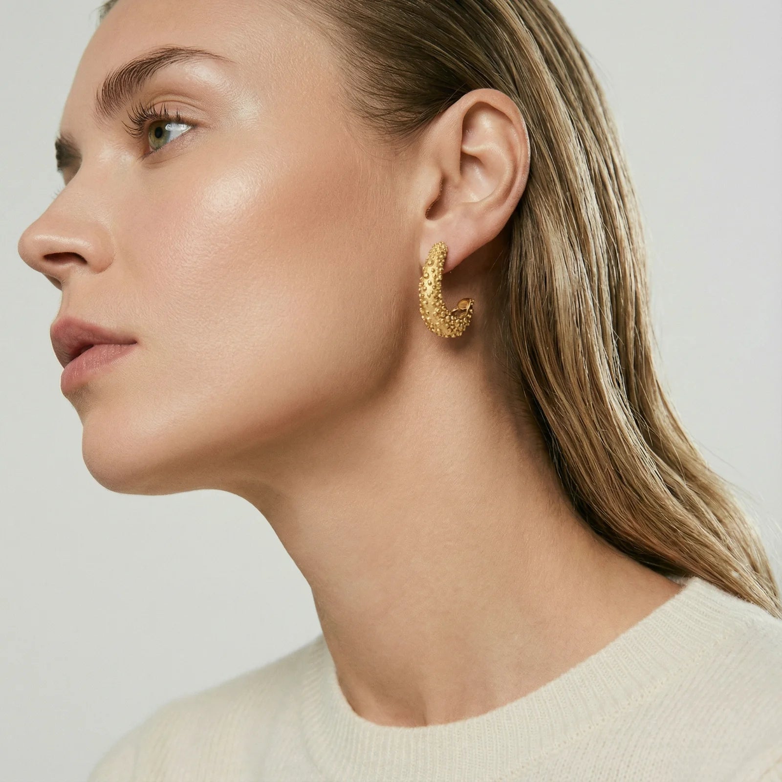 Textured Crescent Hoops | Soléra & Co